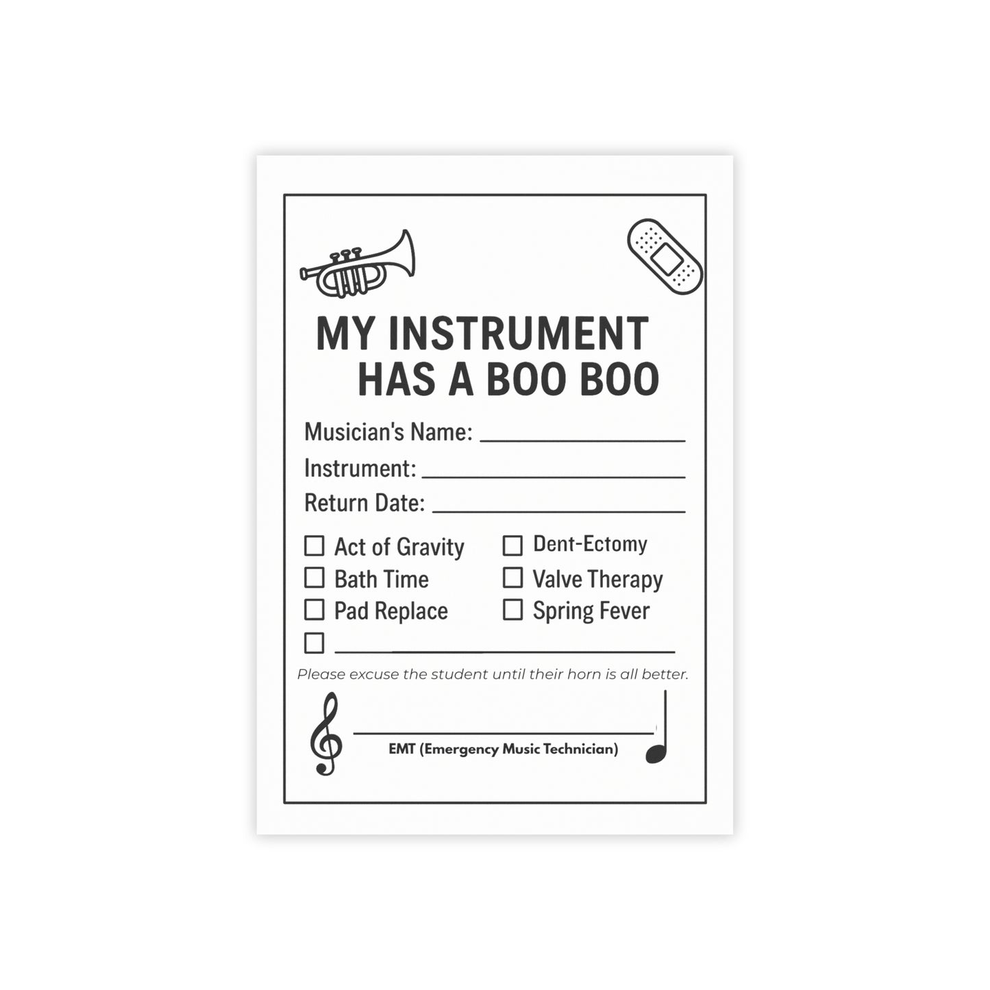 Musical Instrument Repair Note Pads, Music Lover Gift, Fun Sticky Notes, Music School Supplies, Teacher Gifts