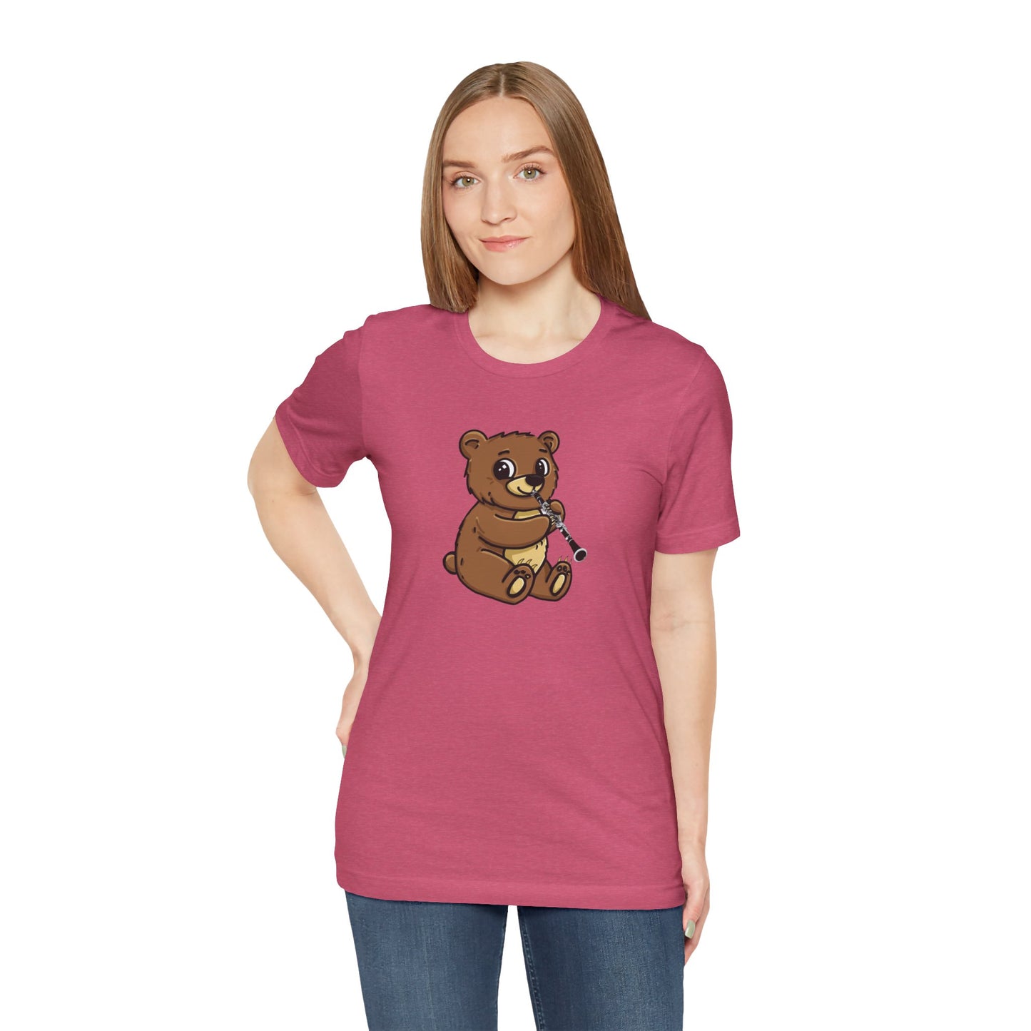 Bear-inet Tee - Funny Clarinet Playing Bear Unisex Jersey Short Sleeve T-Shirt