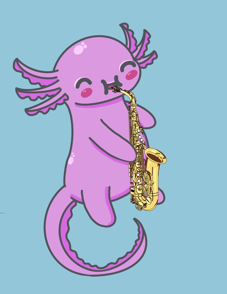 Cute Axolotl Saxophone Baby Bodysuit - Adorable Infant Outfit
