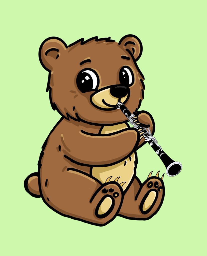 Bear-inet Tee - Funny Clarinet Playing Bear Unisex Jersey Short Sleeve T-Shirt